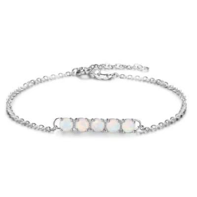 White Lab Opal Tennis Bracelet Fashion 925 Sterling Silver Hot Sale Bracelet with Slider Jewelry