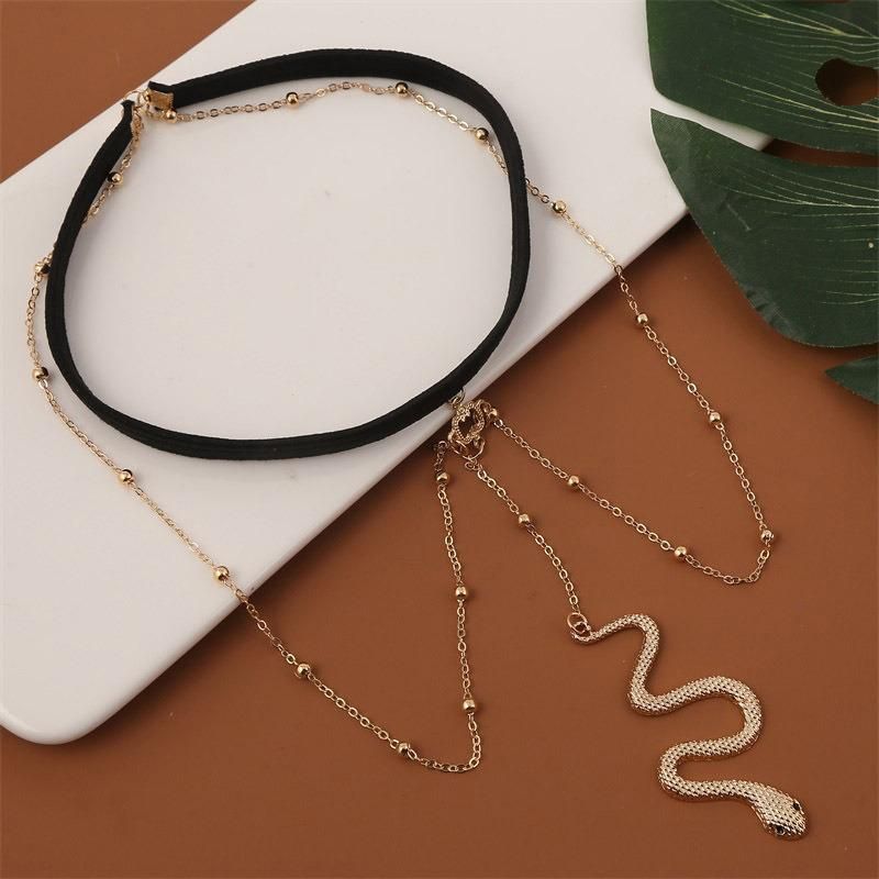 2022 Bohemian Boho Gold Color Metal Beaded Chain Thigh Chain for Women Big Snake Pendants Leg Chain Body Jewelry Beach Style Gift