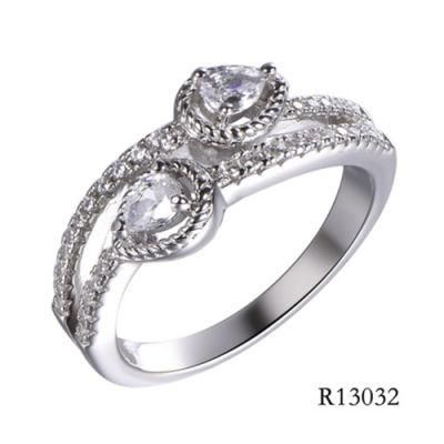 High Quality 925 Silver with Teardrop CZ Perle Effect Ring
