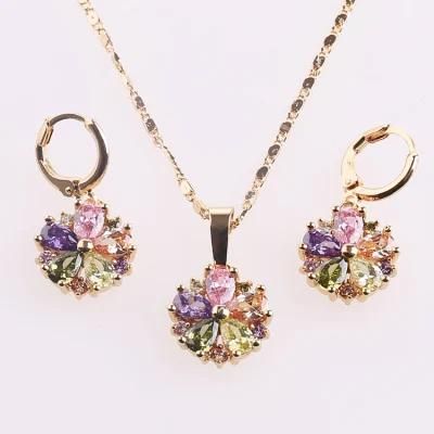 Fashion Wholesale Costume Imitation Gold Plated Earring Sets Pendant Necklace Jewelry