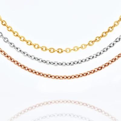 Flat Crossed Stainless Steel Chain Necklace Gold Plated as Costume Accessories