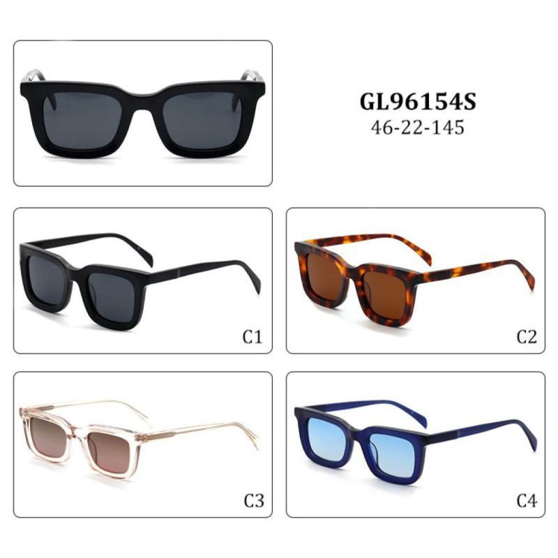 Vintage High Quality Acetate Sunglasses Fashion Square Frame Sun Glasses Custom Logo Polarized Trendy Eyewear for Women Men
