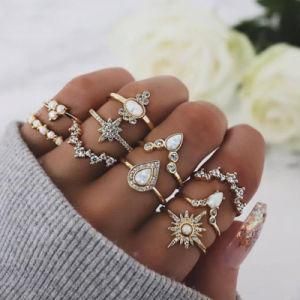 10 Piece Combined Crystal Crown Joint Knuckle Ring
