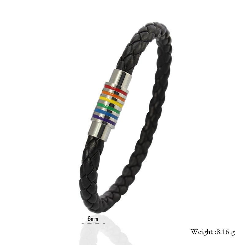 New Arrival Colorful Rainbow Bracelet Leather Steel