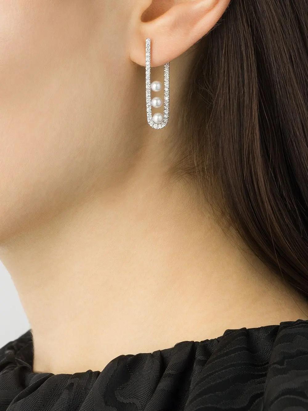 Fashion Temperament Zirconia Pearl U-Shaped Earrings Jewelry
