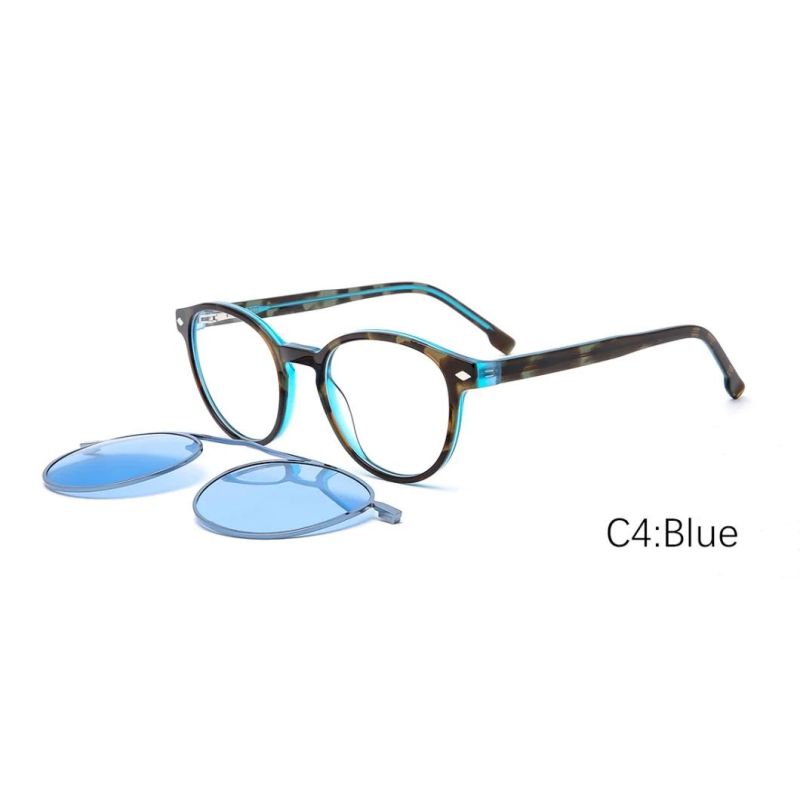 Professional Supplier Montura De Gafas Acetate Metal Combination Safety Futuristic Clip on Sunglasses for Men Women