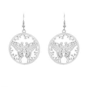 Women Fashion Accessories Silver Plated Butterfly Filigree Drop Jewelry Earrings
