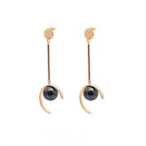 Women Fashion Jewelry Gold Plated Metal Boho Pearl Ear Stud Earrings