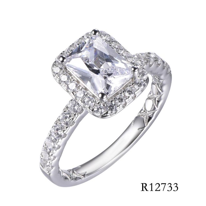 Lady′s Elegant Pear CZ 925 Sterling Silver Wedding Ring 