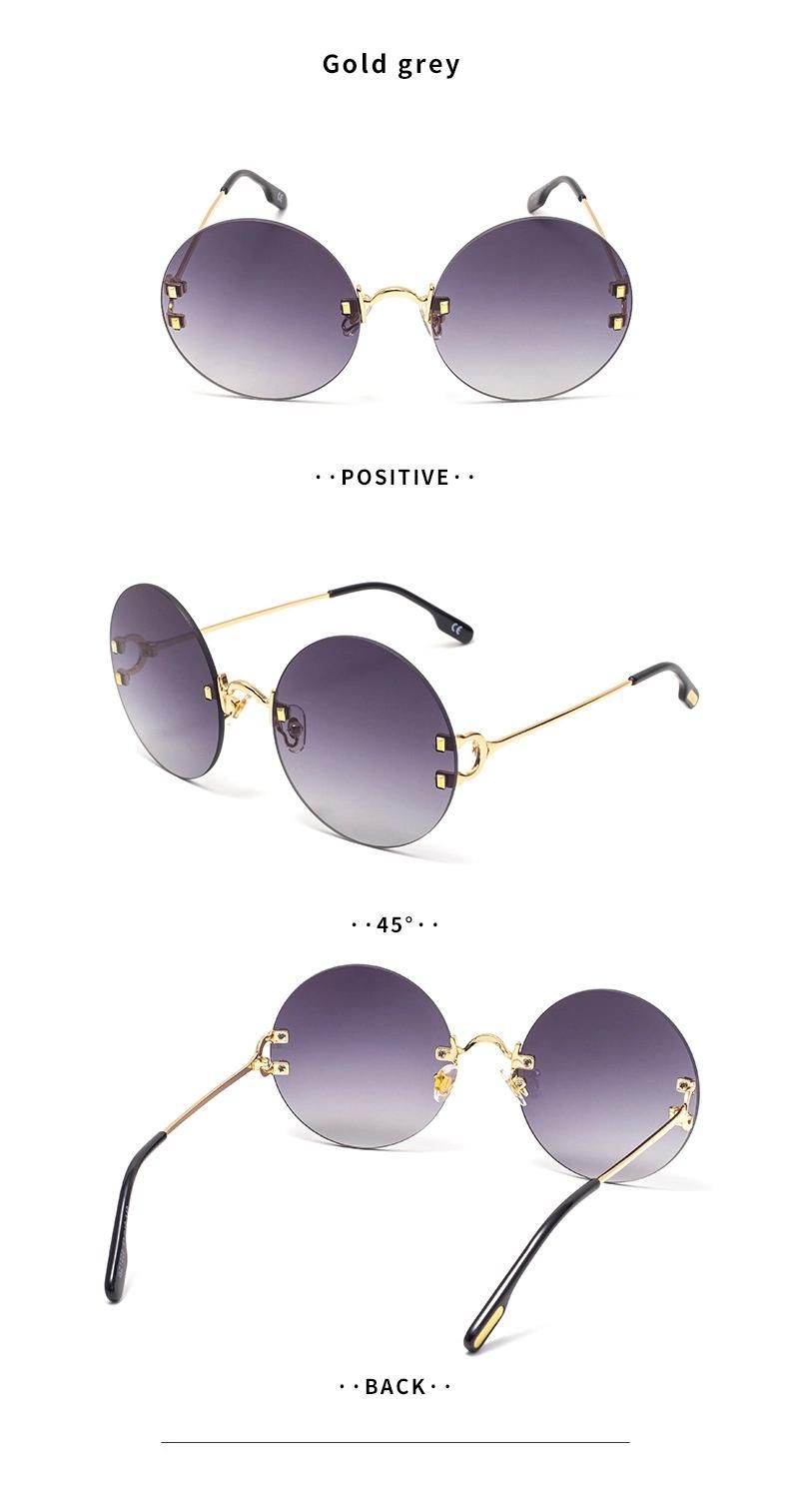 New Arrival Fashion Trend Simple Design Ladies Sun Glasses Round Colorful Frameless UV400 Outdoor Sunglasses
