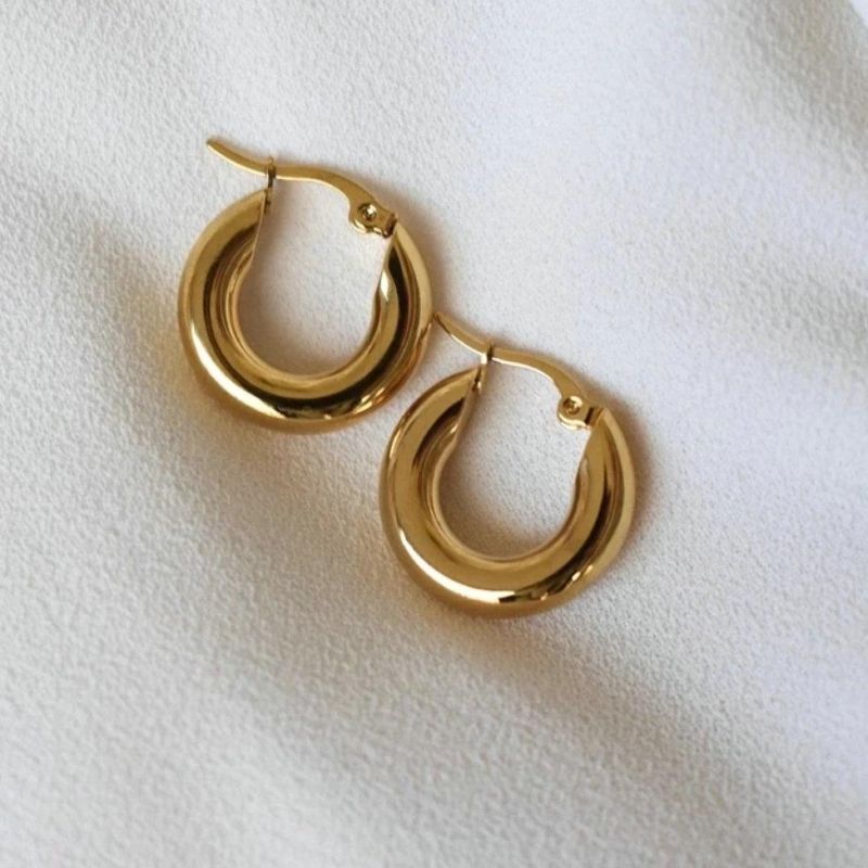 New Design Stainless Steel Earrings Minimalist Style/22mm Diameter