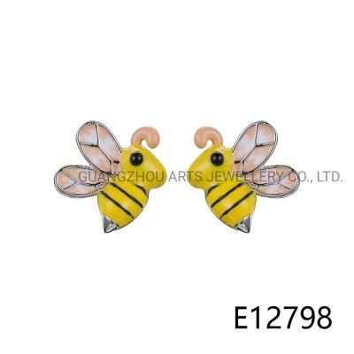 Wholesale Cute Enamel Animal Bee 925 Silver Stud Earring