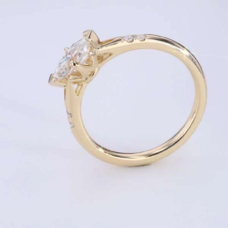 Marquise Moissanite Ring with Lab Grown Diamond in 14K 18K Yellow Gold Plated