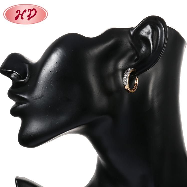 Fashion 18K Gold Silver Alloy Jewelry Stud Drop Hoop Huggie CZ Earrings with Crystal for Women