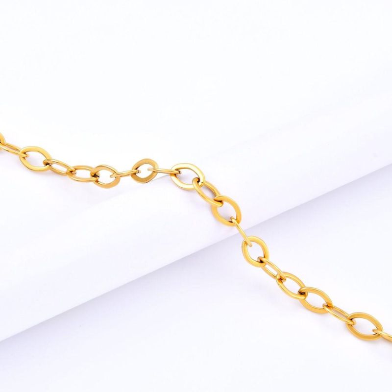 Jewelry Factory Wide Link Fashion Jewellery 14K 18K Gold Plated Stainless Steel Necklace for Men Women