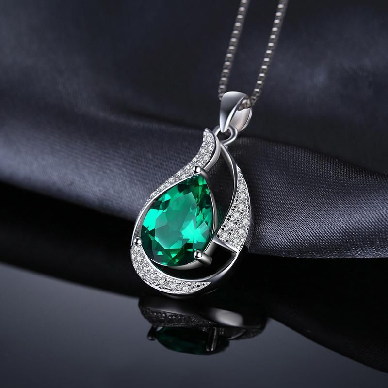 Imitation Jewelry Nano Russian Simulated Emerald Pendant 925 Sterling Silver Jewelry