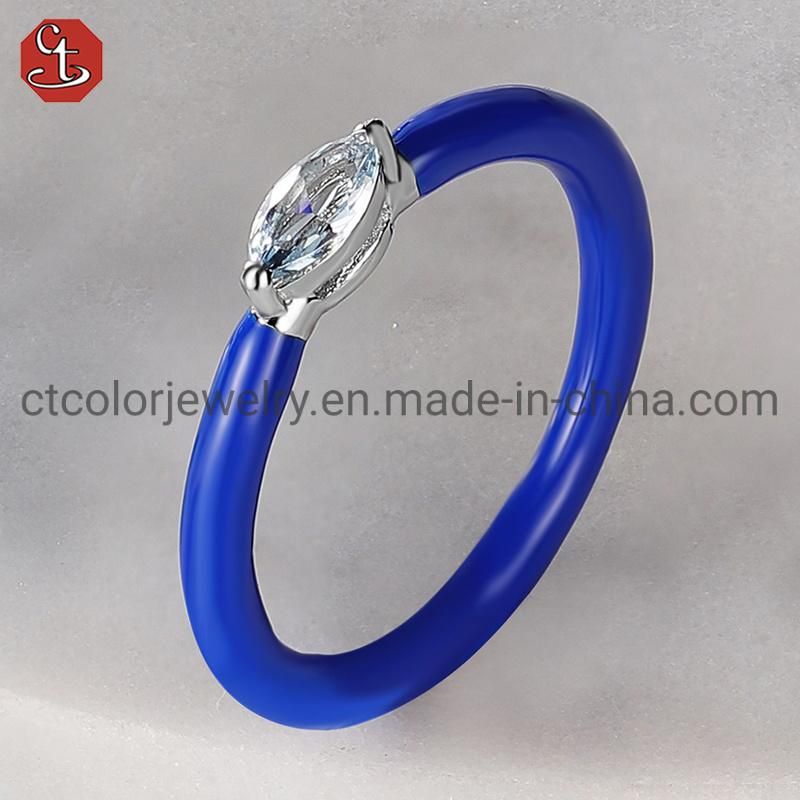 Fashion Jewelry Silver Ring Color Enamel Fashion Rings