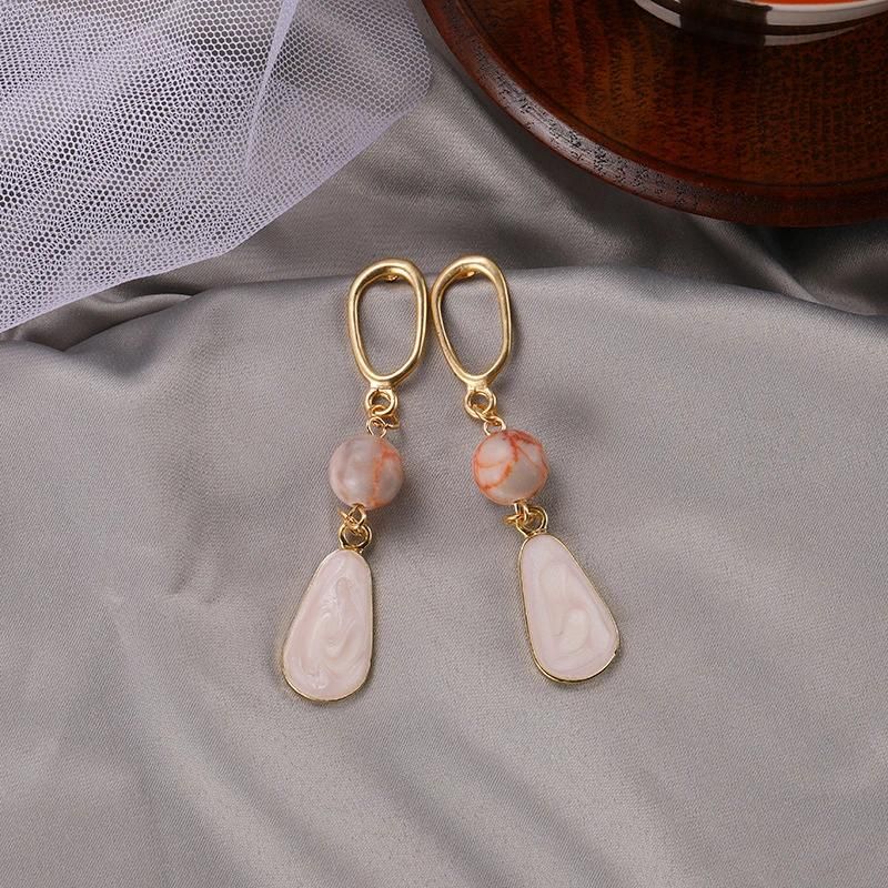 Korean Version Natural Shell Earrings Geometric Matte Clip Earrings