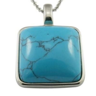 Square Large Turquoise Stone Necklace