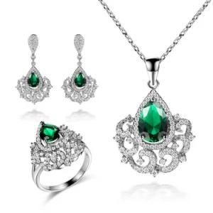 Beautiful Fashion Olive Green Gemstone Sterling Silver Luxury Jewelry Set