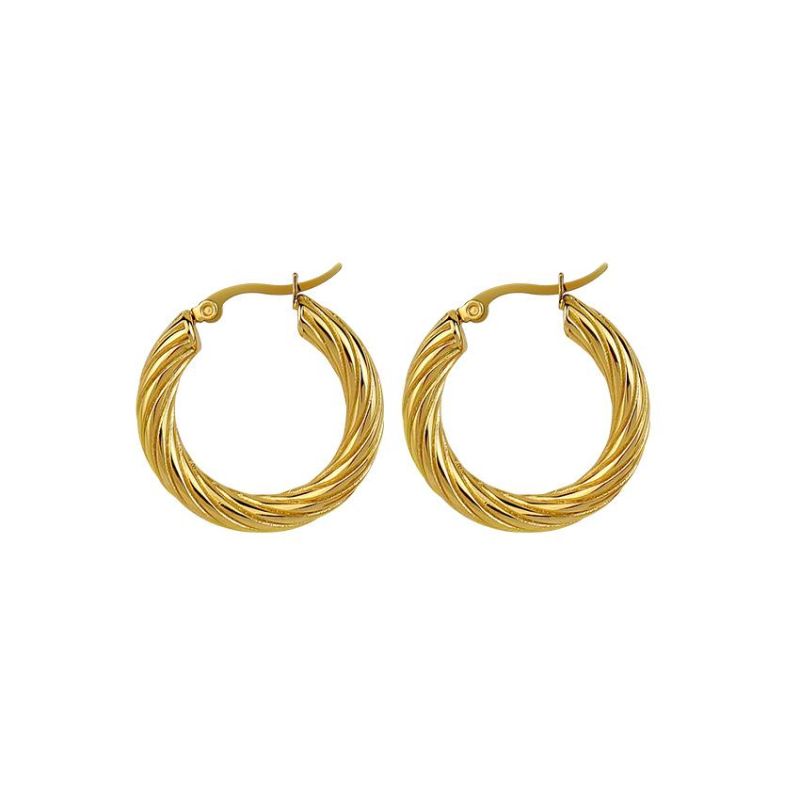 Large Vintage Twisted Line Hoop Earrings Gold Color Earings Circle Earrings for Women Jewelry