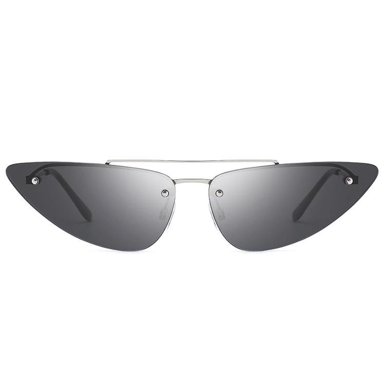 2019 Cat Eye Half Frame Metal Sunglasses