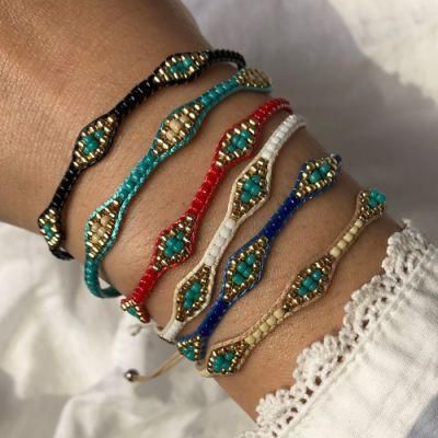 Boho Style Friendship Bracelet Hand-Woven Rope Colorful Rice Bead Beaded Couple Bracelet Unisex