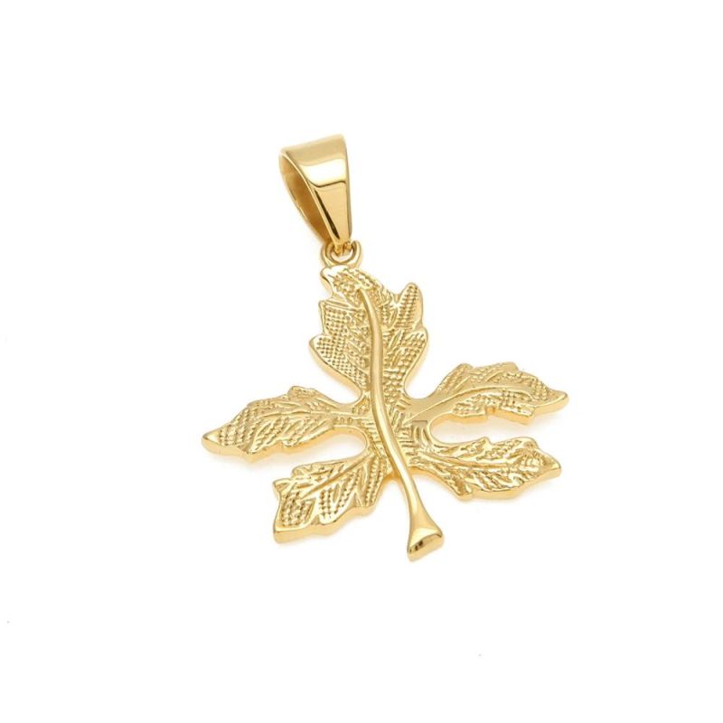 Hip-Hop Stainless Steel 3D Stereo Leaf Pendant Necklace