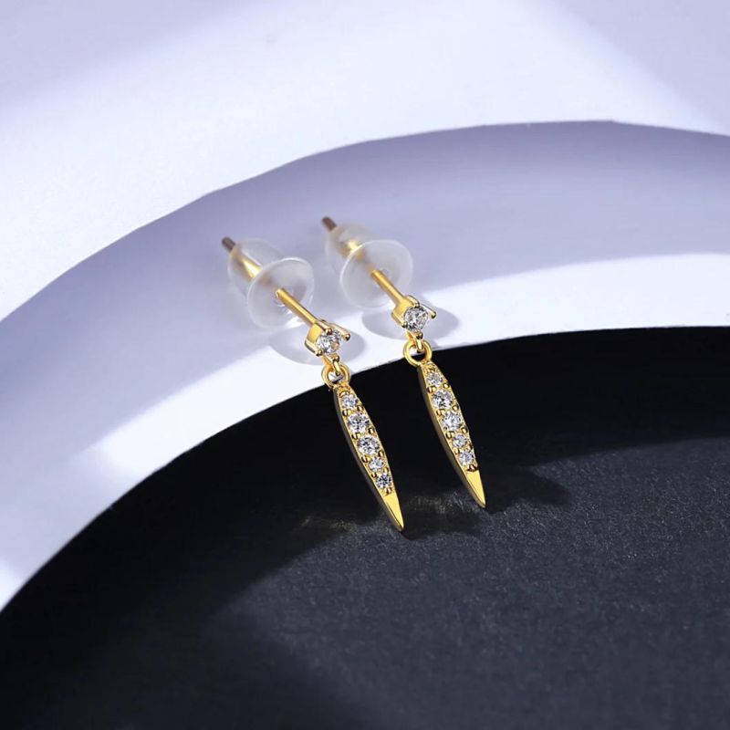 14K Gold Plated CZ Earrings with Pearl Crystal for Women