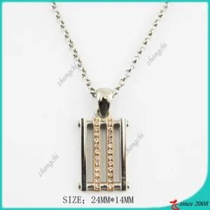 Gold Tone Square Metal Pendant Fashion Necklace (PN)