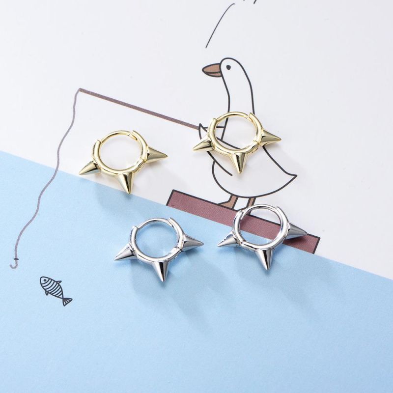 High Quality Fashion Simple 925 Sterling Silver Mini Cone Huggie Earrings