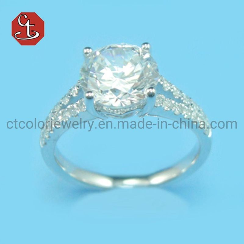 Simple Gem Stone Rings Created Paraiba&CZ Silver Jewelry