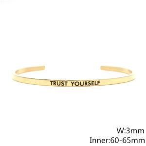 Trust Yourself Text Cuff Bracelet Stainless Steel Bracelet 60X3mm