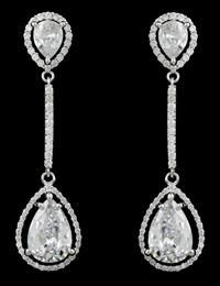 Elegant CZ Earring Jewelry with Dangle, Luxury CZ Earring Jewelry, Weddding CZ Earring
