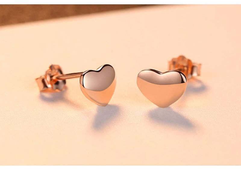 Small Heart Simple CZ Golden Ear Piercing Studs