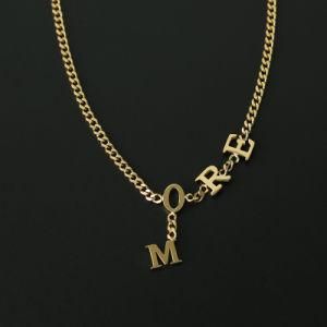Wholesale Custom Stainless Steel Chain Link M Letter Charm Monogram Necklace
