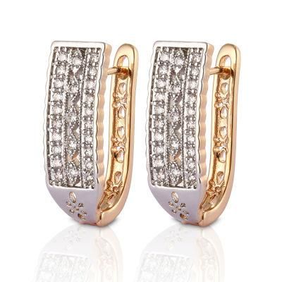 18K 14K Gold Plated Fashion Imitation Costume Jewelry with CZ Pearl Huggie Hoop Earring for Women