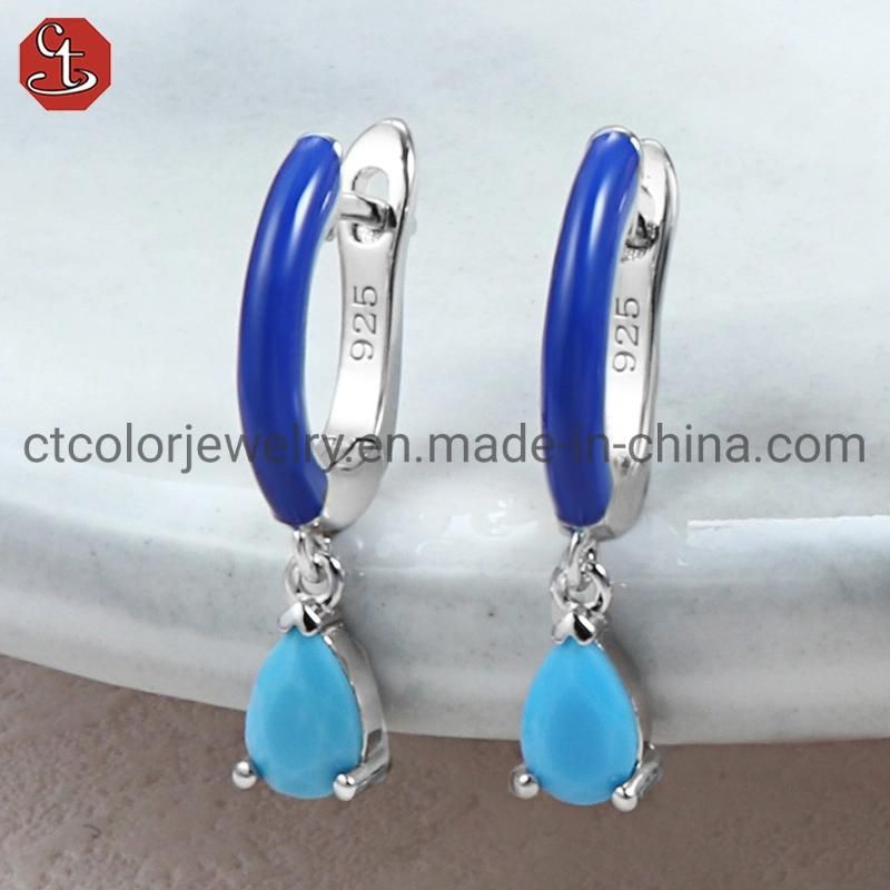 Wholesale Earrings Fashion Bule Enamel  Earrings for Women