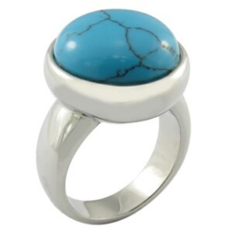 Gem Stone Ring Turquoise Jewelry Steel Ring