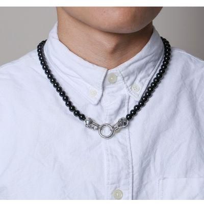 Fashion Jewelry 60cm Stainless Steel Devil&prime; S Head Black Agate Beads Necklace Black Male Jewelry