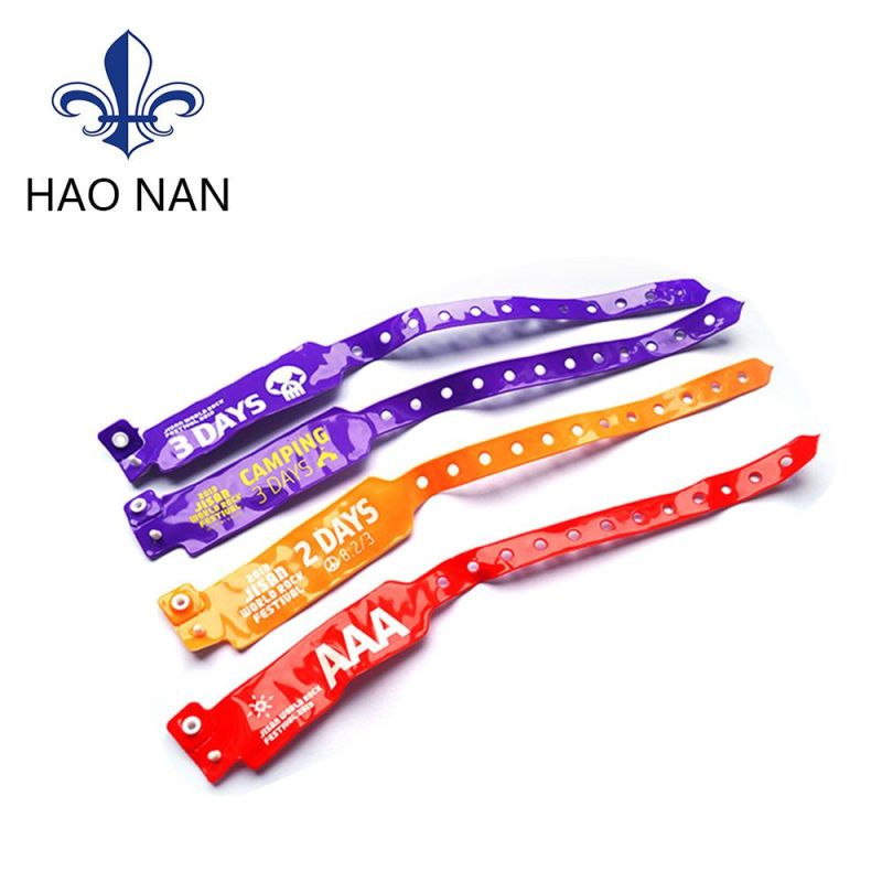 Color Printed PVC Snap Wristband ID Wristbands
