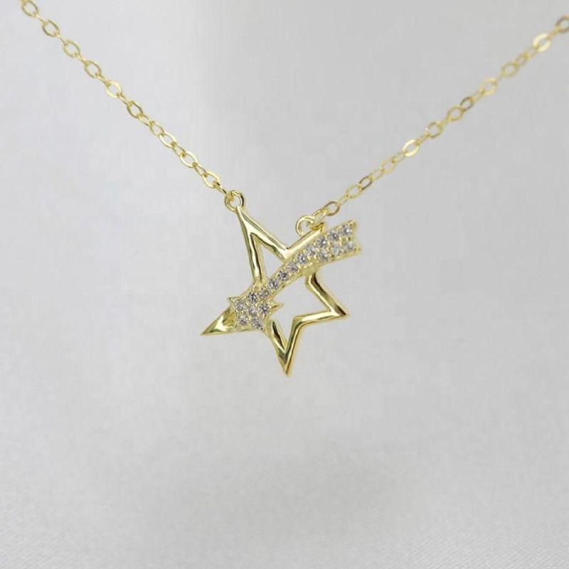 925 Sterling Silver Simple Zircon Star Pendant Clavicle Chain Necklace Women Fashion Charm Fashion Jewelry