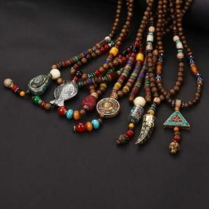 Fish Wood Beads Statement Necklaces Buddha Pendants Necklace