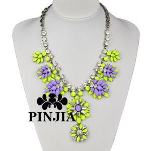 Daughter Vintage Acrylic Stones Flower Pendant Fashion Costume Jewelry Necklace
