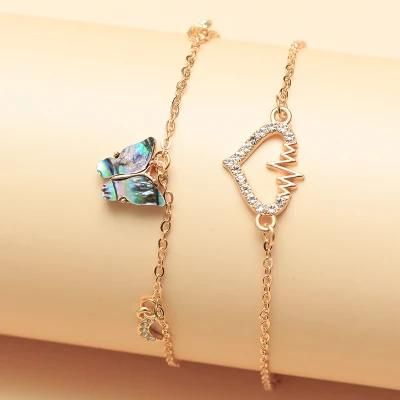 European and American Personality Diamond Love Anklets Foot Jewelry Peach Heart Acrylic Butterfly Anklet Women