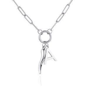 New Fashion Silver Color Custom Letter and Small Charm Necklace