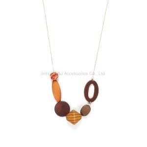 Wood Stone Gold Color Pendant Necklaces Mother Gift Chain