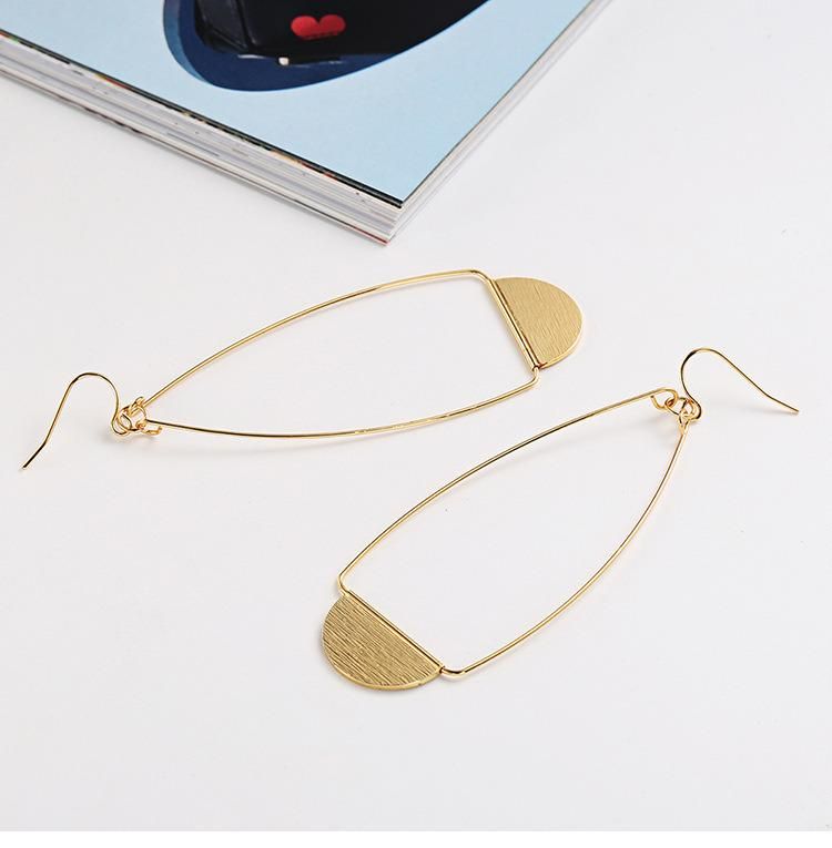 Bohemian Jewelry for Women Gold Brushed Hollow Teardrop with Zinc Alloy Hoop Hook Earrings