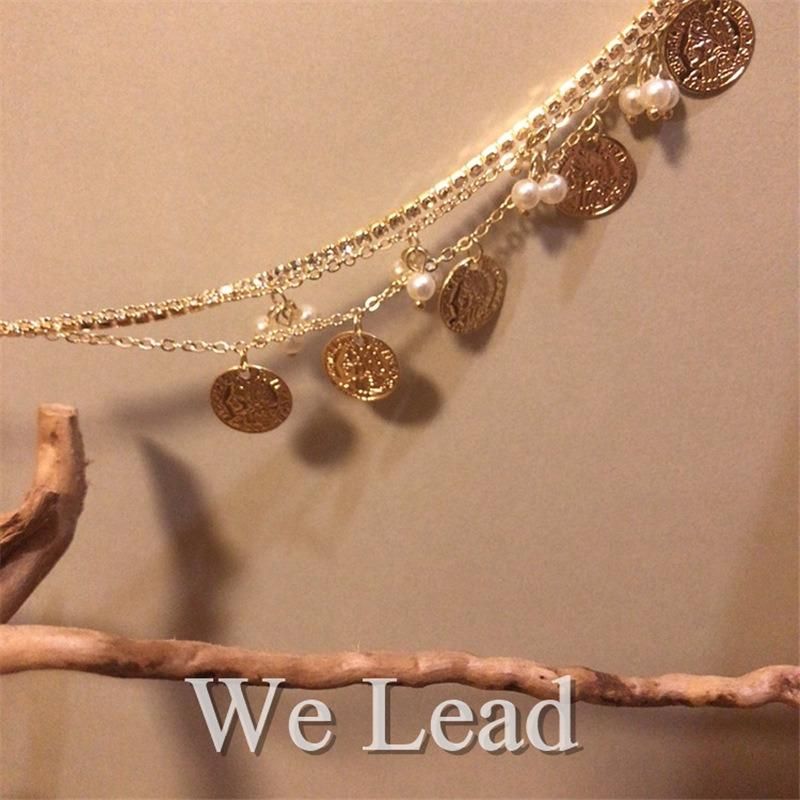 Fashion Vintage Tag Inlaid Pearl Personality Bracelet Jewelry