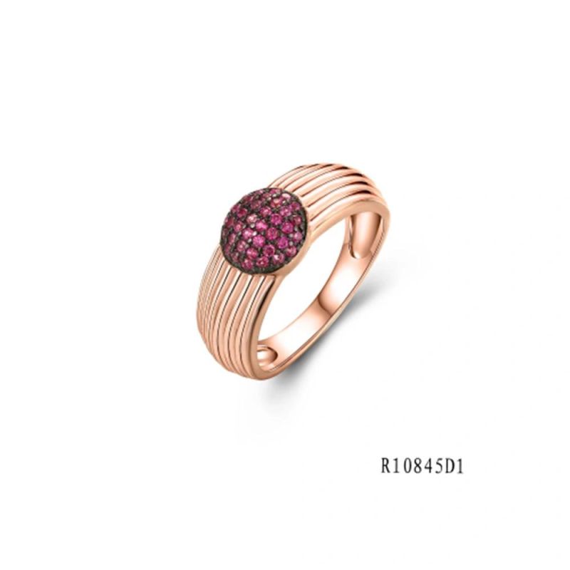925 Silver with CZ Thread Line Round Ring for Women